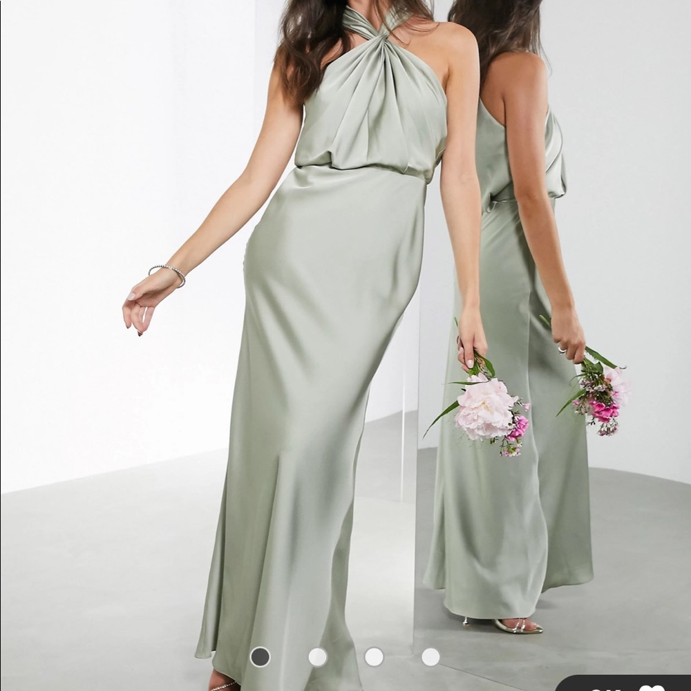 ASOS Edition Satin Bridesmaid Dress Sage